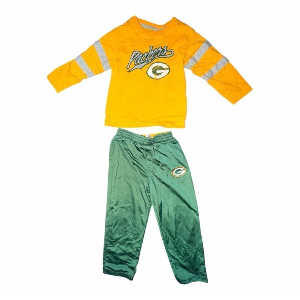 NFL Green Bay Packers Toddler Boy 2 PC Outfit Size 4T EUC Long Sleeve Shirt Pant